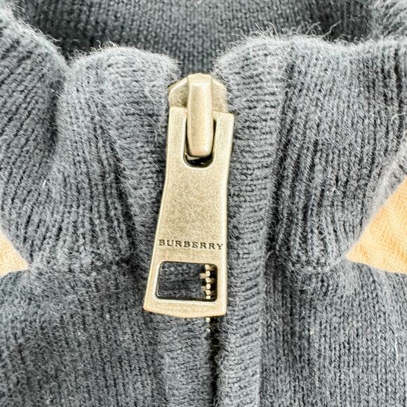 Burberry Boys Navy Zip Up Cardigan 3M Toddler Baby Infant Blue Plaid Nova Check - Picture 5 of 8